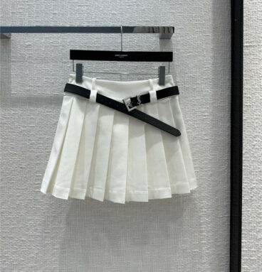 YSL Double Waist Pleated Short Skirt