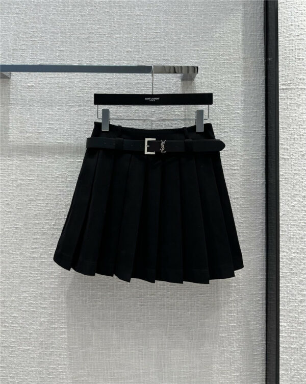 YSL Double Waist Pleated Short Skirt