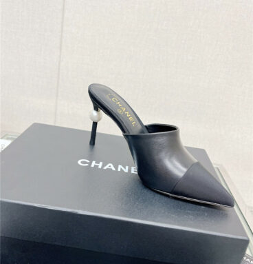 chanel pearl high heel slippers