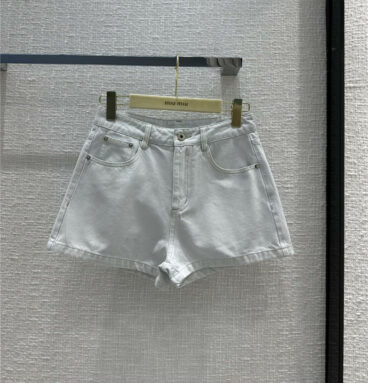 miumiu light blue washed denim shorts