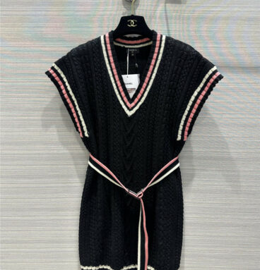 Chanel preppy wool drop shoulder vest vest skirt