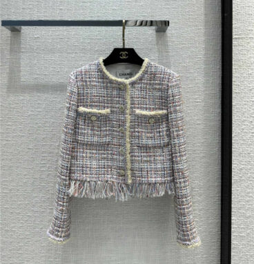 Chanel colored yarn with woven soft tweed coat