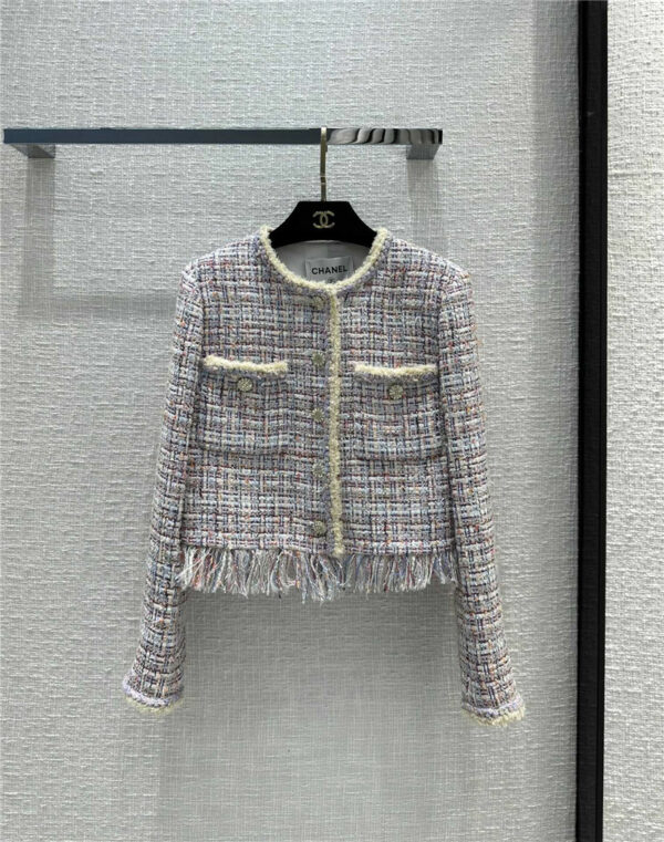 Chanel colored yarn with woven soft tweed coat