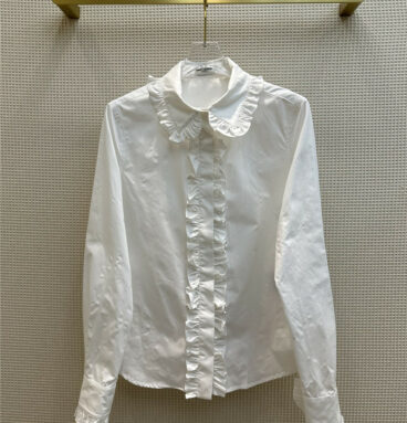 YSL White Ruffle Design Shirt