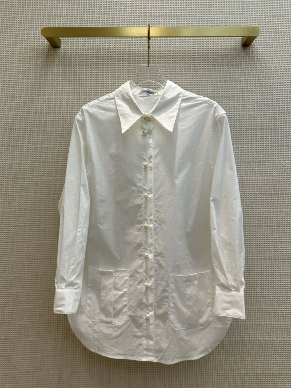 chanel pearl button long shirt