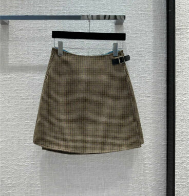 loewe brown houndstooth wrap skirt