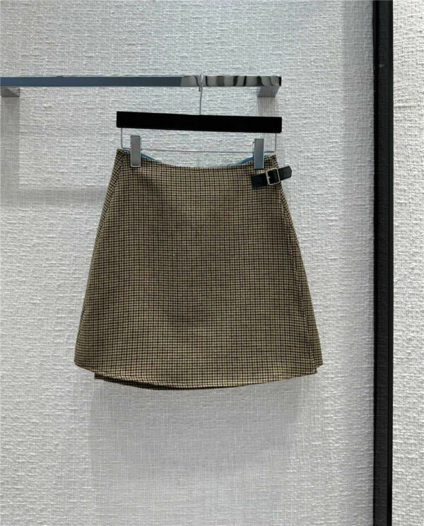 loewe brown houndstooth wrap skirt