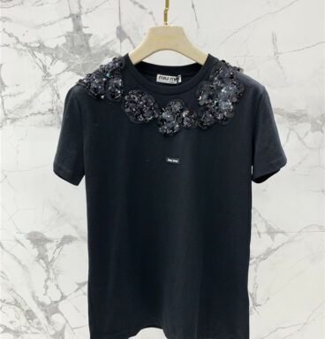 miumiu heavy industry sequin embroidery T-shirt