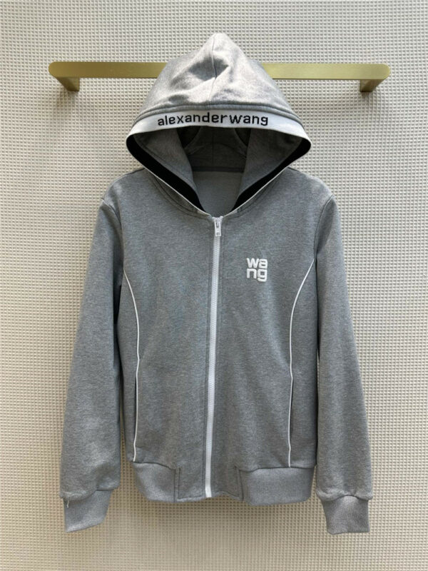 alexander wang premium gray printed hooded jacket