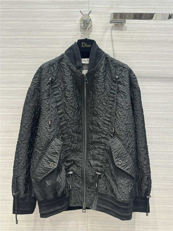 dior pressed pleated textured bubble bomber jacket