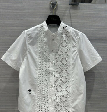 dior embroidered drapery short sleeve shirt