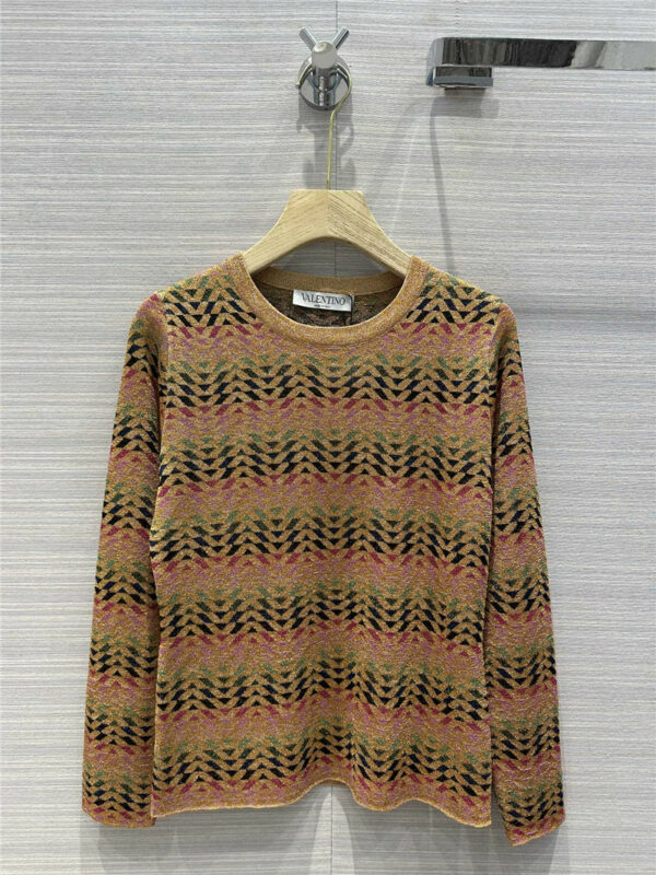 valentino geometric gold thread knitted sweater