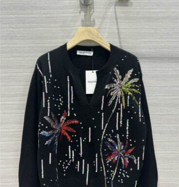 valentino tailored beaded sweater with embroidery