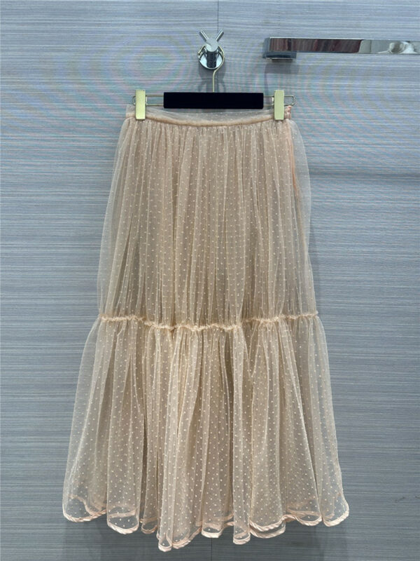 dior custom woven voile dotted gauze skirt