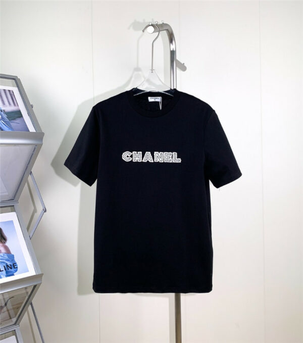 chanel classic appliqué check graphic T-shirt