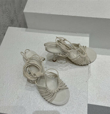 Bottega Veneta Cotton Woven Round Toe Heeled Sandals