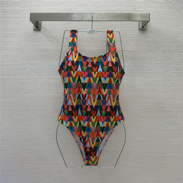 valentino V-print open-back one-piece swimsuit