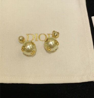 Dior Tribales asymmetric rhinestone pearl earrings