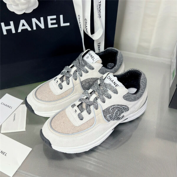 Chanel new color wool stitching casual sneakers
