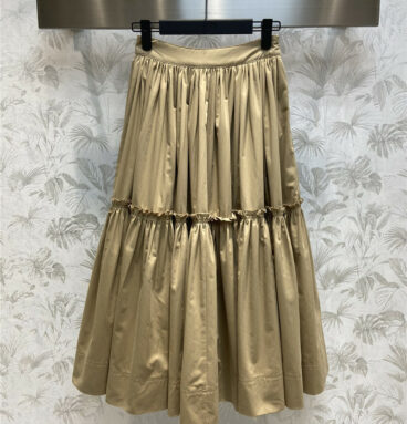 dior pleated design khaki skirt