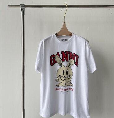 Ganni early spring new cotton rabbit T-shirt