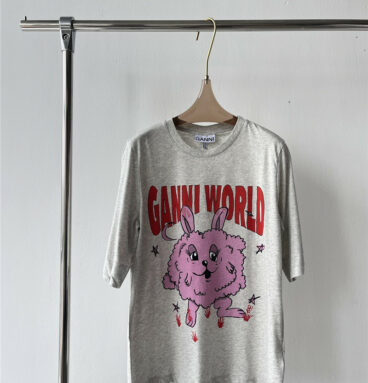 Ganni early spring new cotton rabbit T-shirt