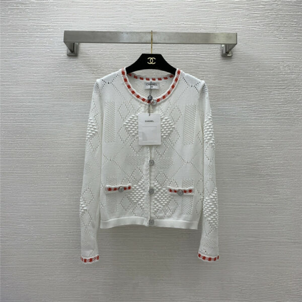 chanel round neck long sleeve knitted cardigan