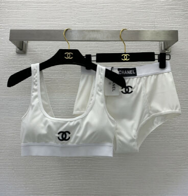 Chanel stretch cotton bikini one piece swimsuit set