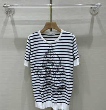 Dior early spring new knitted striped T-shirt