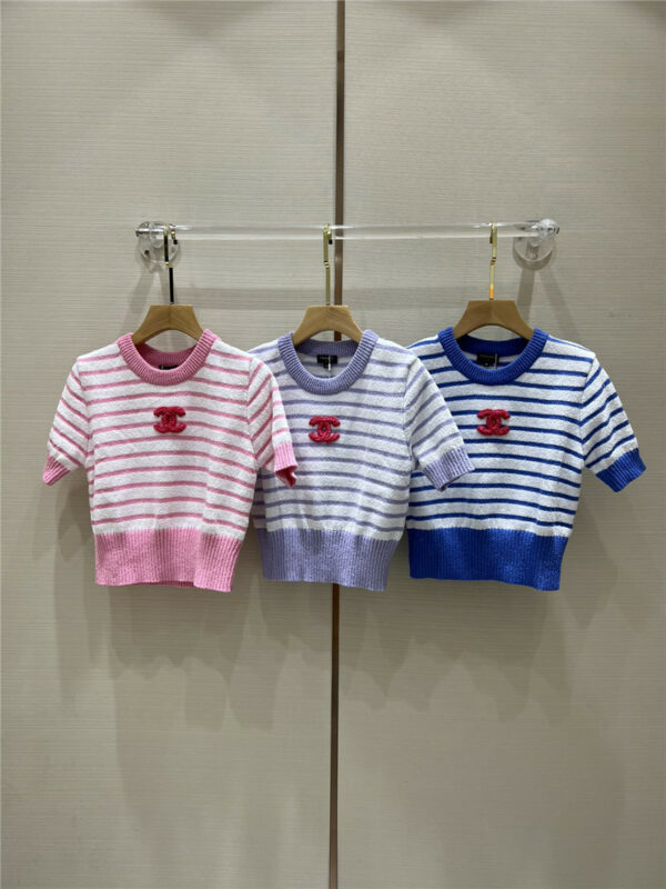 Chanel new striped color contrast sweater