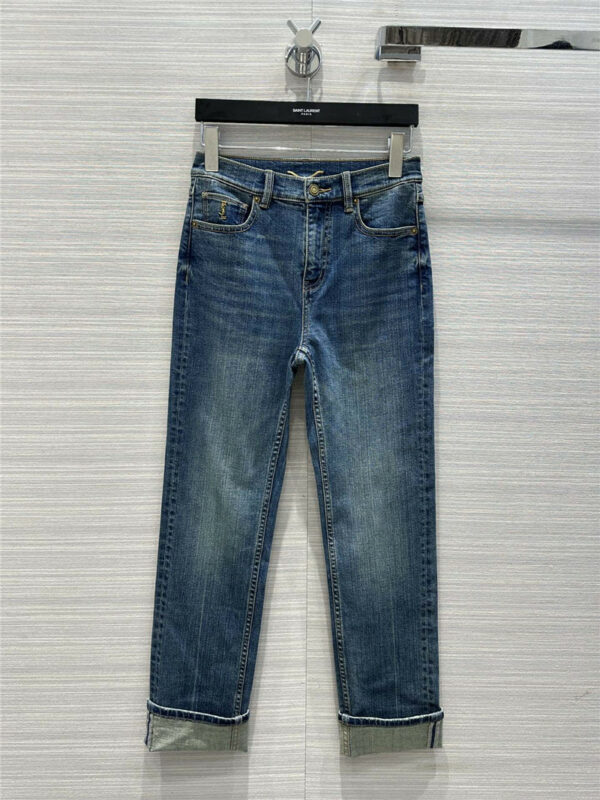YSL Vintage Blue Rolled Cuff Jeans