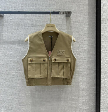 miumiu khaki utility style vest