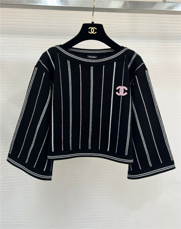 chanel striped cashmere cropped sweater