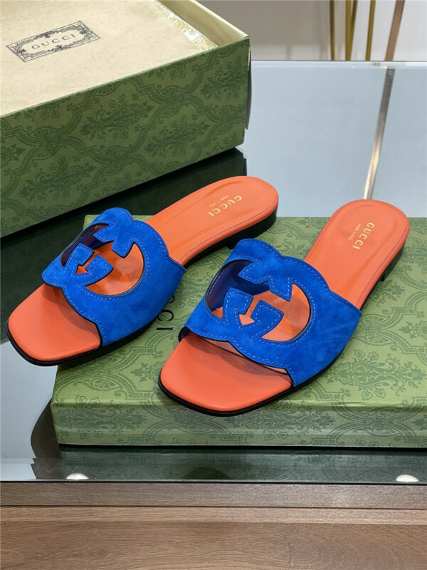 gucci logo GG cutout slippers