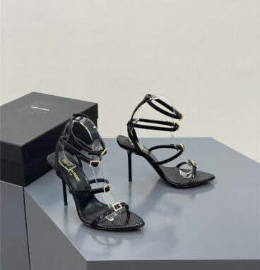 YSL high-heeled sandals with diamond buckle