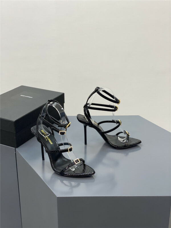 YSL high-heeled sandals with diamond buckle