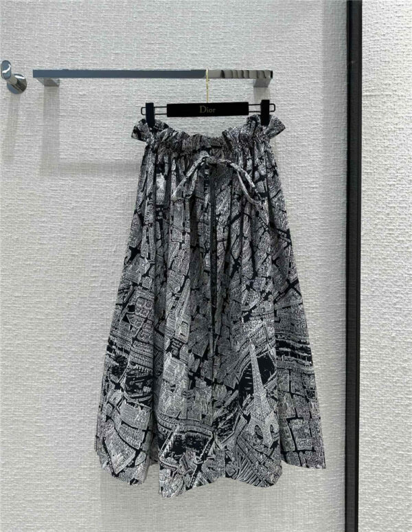 Dior Paris map print long skirt