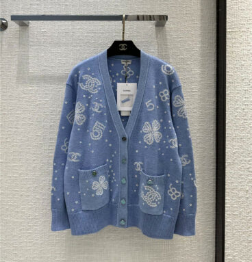 Chanel camellia hollow embroidery knitted cardigan