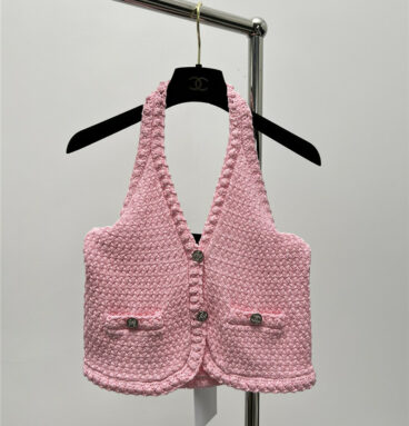 chanel woven design halter neck vest small top