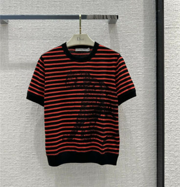 dior tiger striped knitted short sleeve