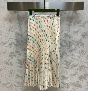 GUCCI joint color printing pattern pleated long skirt