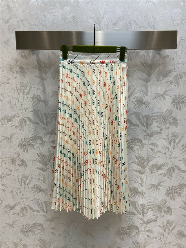 GUCCI joint color printing pattern pleated long skirt