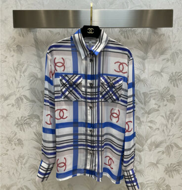 CHANEL holiday wind dual C checked shirt