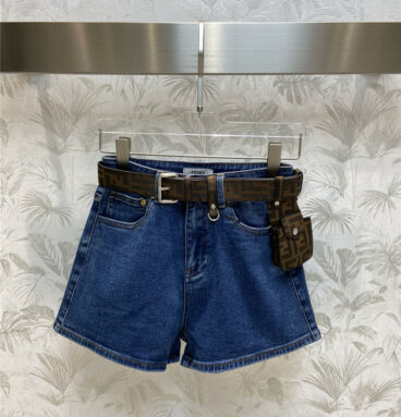 fendi belt bag embellished denim shorts