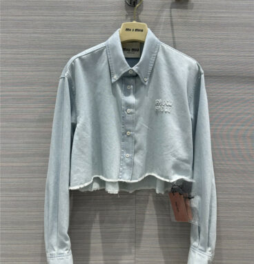 miumiu new retro blue and white denim short shirt