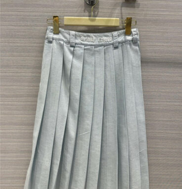 miumiu new retro blue and white denim long skirt