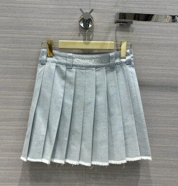 miumiu new retro blue and white denim miniskirt