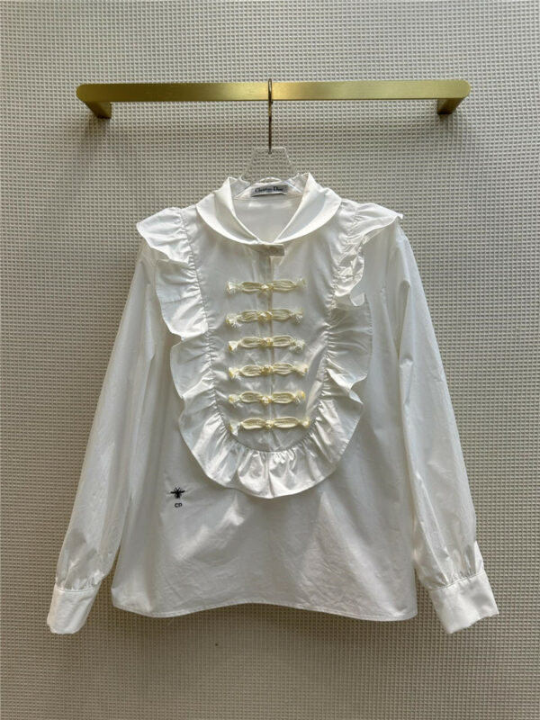 Dior early spring white elegant buckle shirt