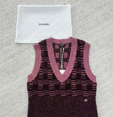 Chanel color block cashmere vest