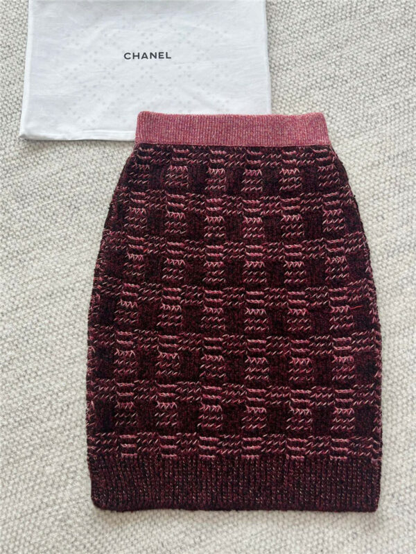 Chanel color block cashmere skirt